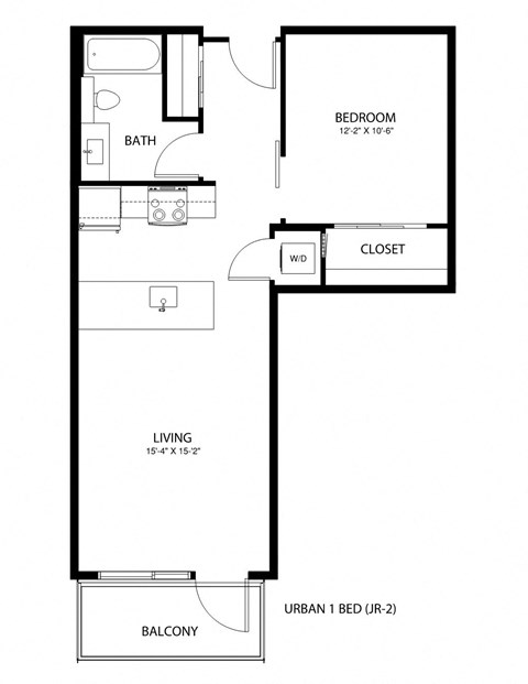 a floor plan of a small house with a bedroom and a living room